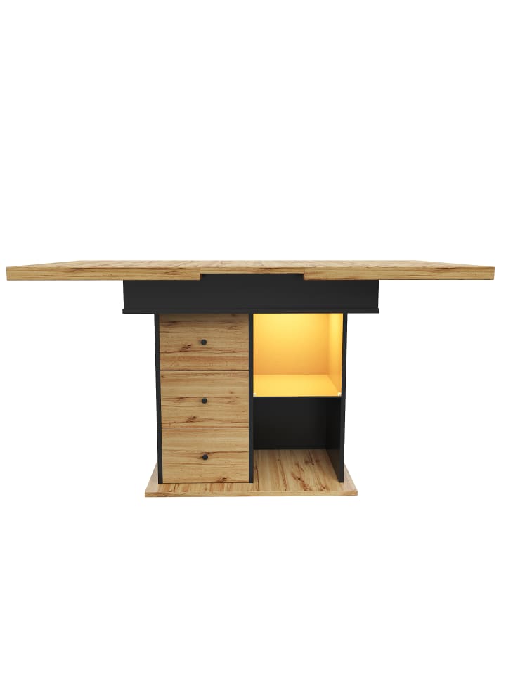 Ausziehbarer Esstisch Küchentisch 110-140×80cm für 4-6 Personen mit LED