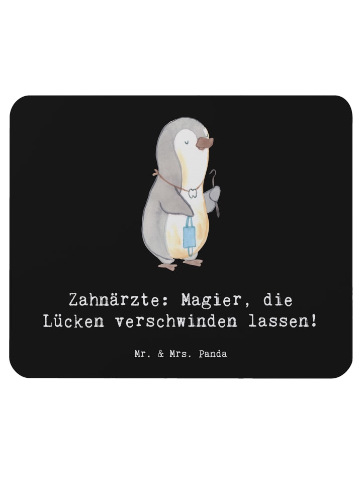 Mouse Pad Zahnarzt Magier mit Spruch in Schwarz