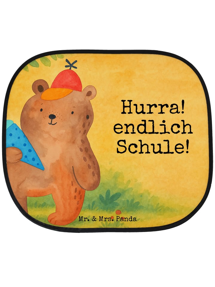 Sonnenblende Bär Schultüte Design mit Spruch in Weiß