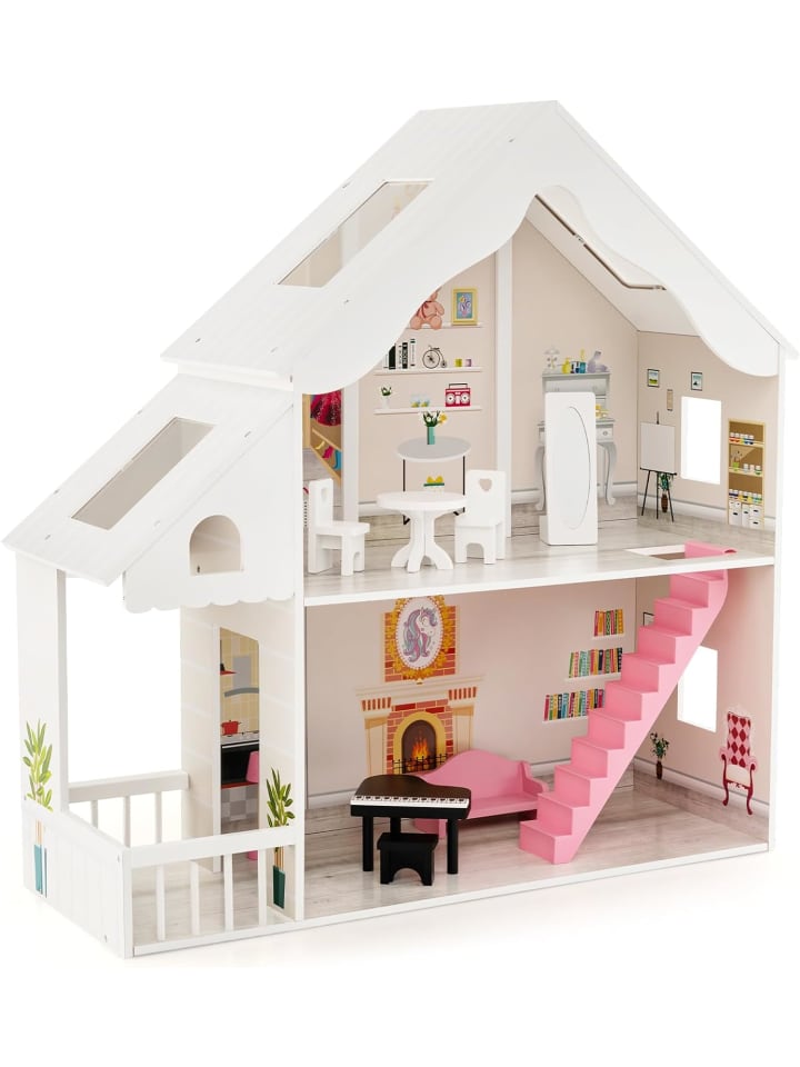 Puppenhaus ab 3 Jahren 81x30x86cm in Weiß