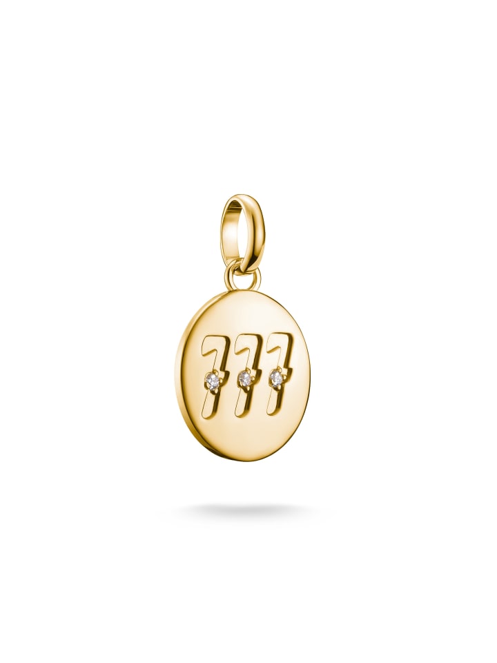 Charm-Anhänger Engelzahl 777 Mit Steinen Connect in gold, weiß