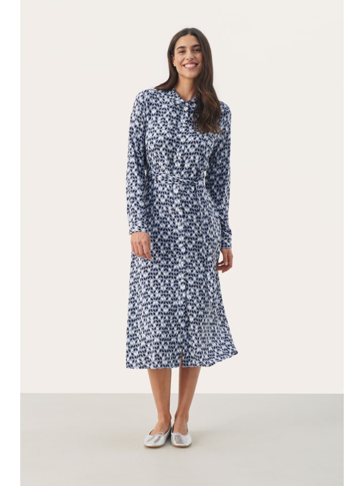 Kleid ShelbyPW Feminine Form in Faded Denim Graphic Print