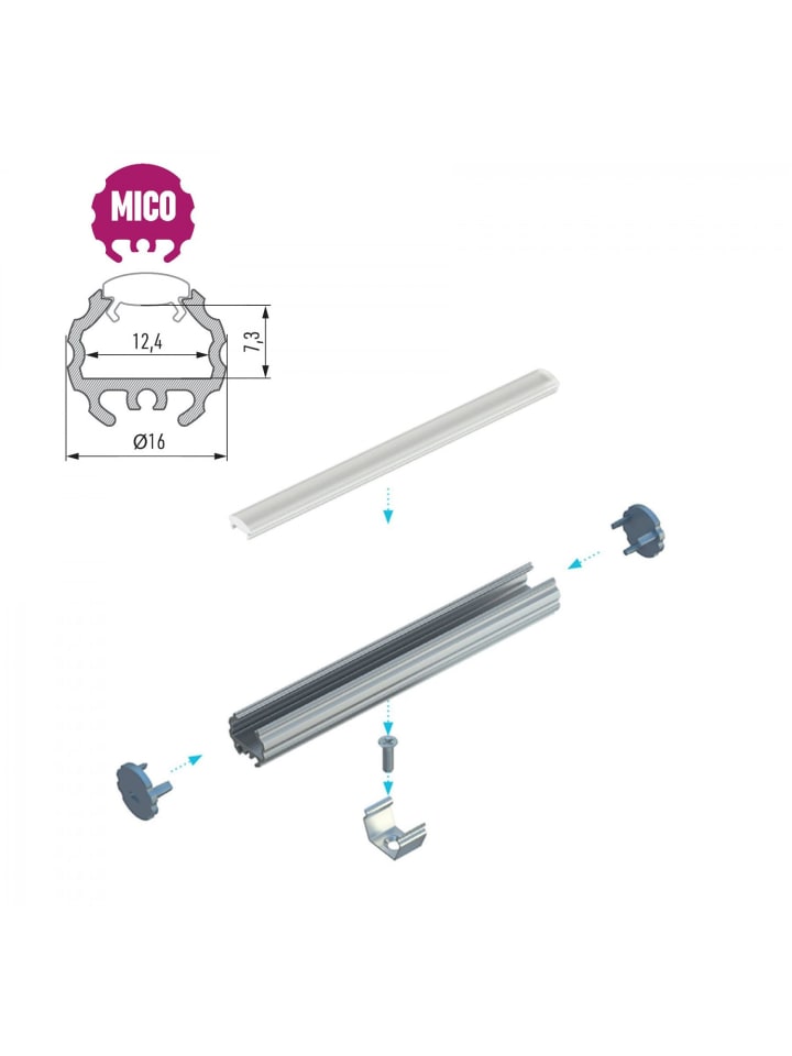 LED Aluminium Eckprofil PD-C 1 Meter Aluprofil Leiste Silber in Silber