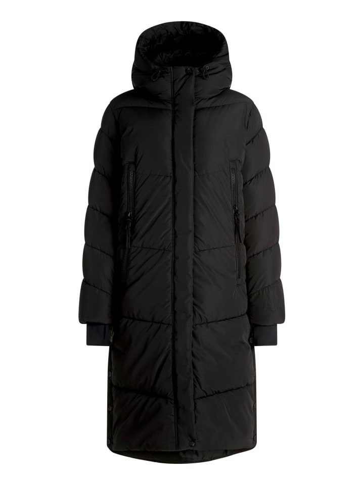 Steppmantel mit Kapuze in Schwarz
