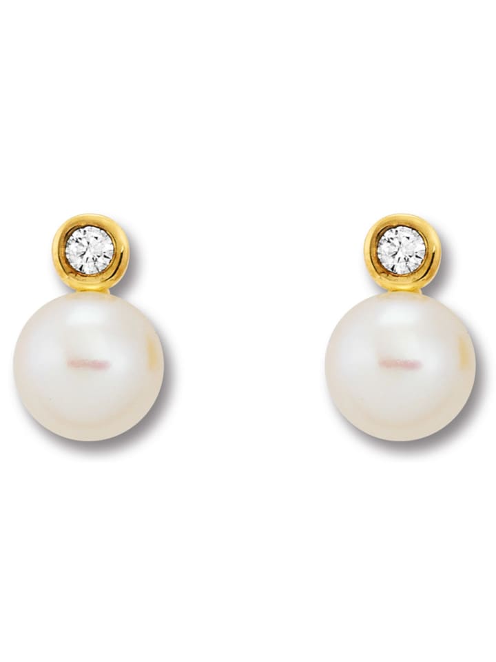 Zirkonia Ohrringe Ohrstecker aus 333 Gelbgold in gold