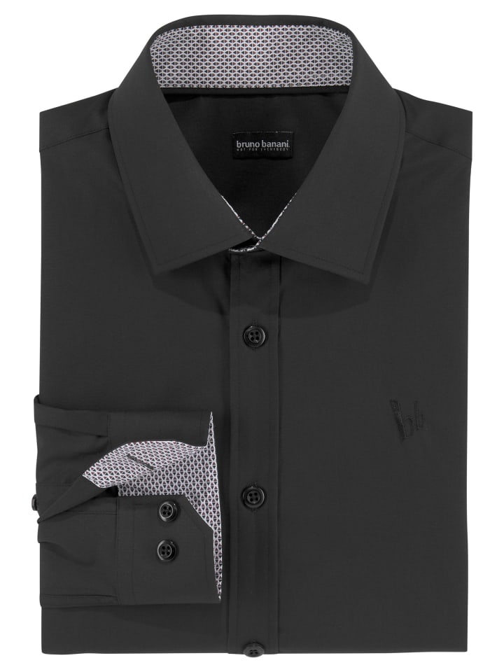 Langarmhemd in schwarz