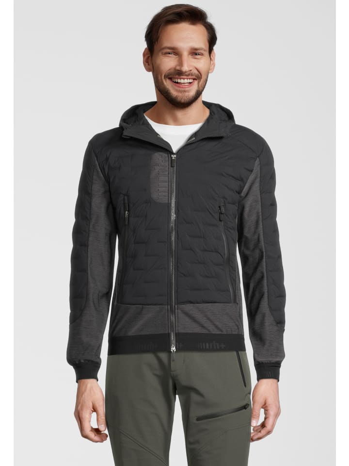 Isolationsjacke 5 Elements Hybrid Hoody in black-dark grey melange-kaluga