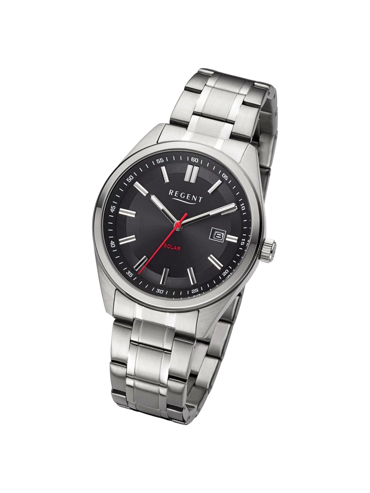 Analog-Solaruhr Regent Metallarmband silber groß (ca. 40mm)