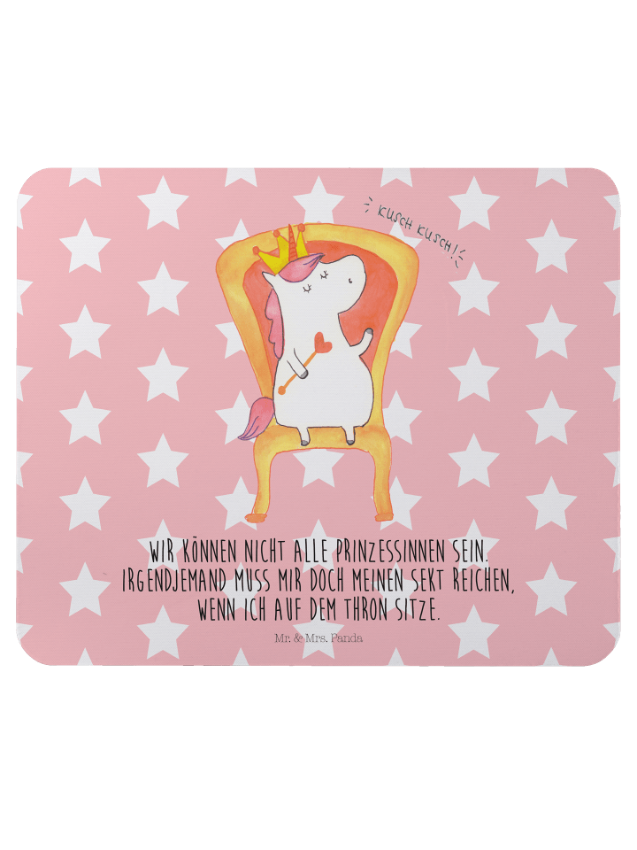 Mouse Pad Einhorn Prinzessin mit Spruch in Rot Pastell