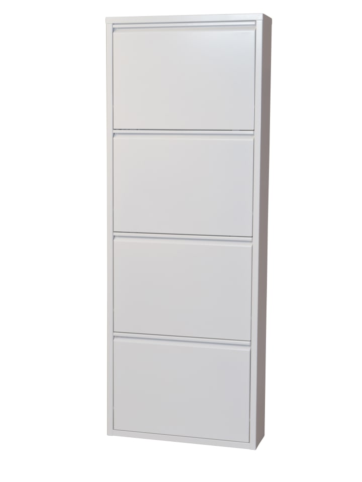 Metallschuhschrank (4Klappen) Madrid in weiß