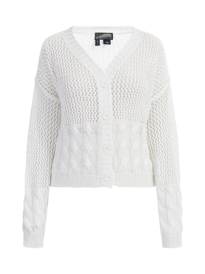 Damen Weitmaschige Strickjacke in Wollweiss