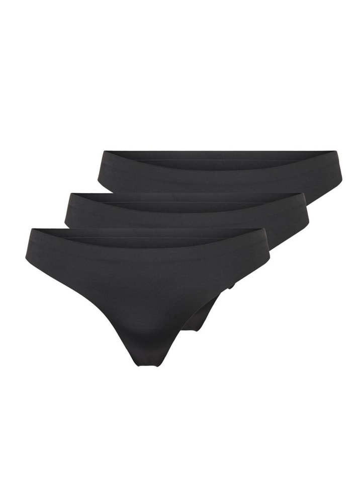 String Slips Nahtlos 3-er Pack Taillen Tangas Unterhöschen ONLTRACY in Schwarz