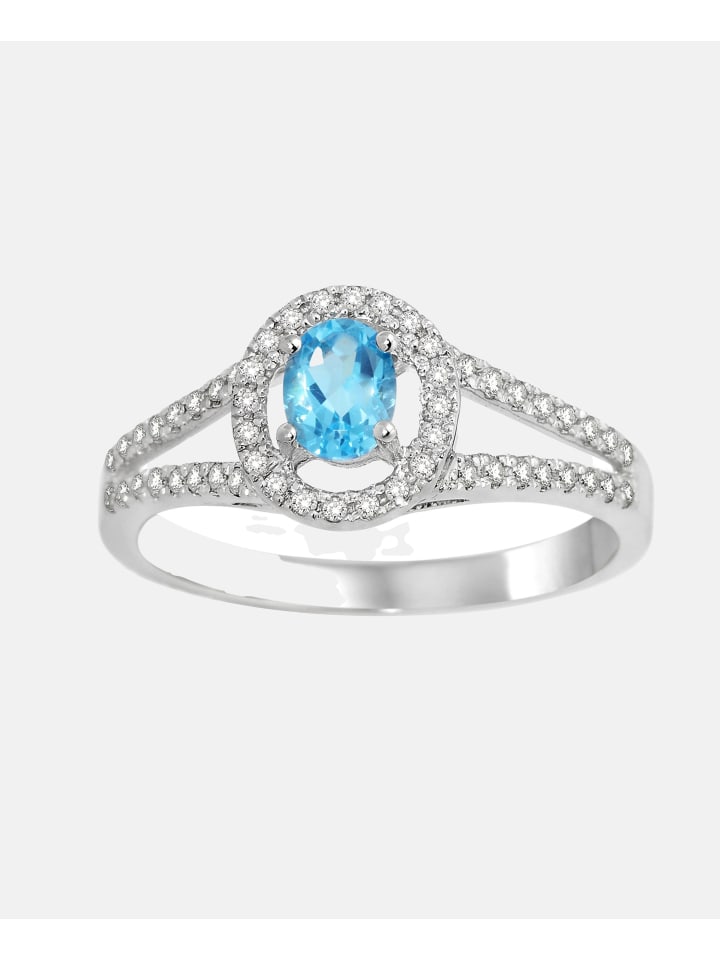 Ring aus 375 Weißgold mit Diamant mit Topas