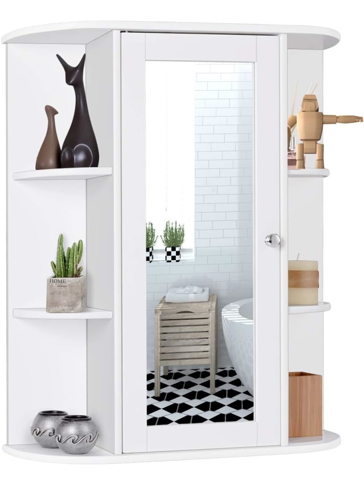 Badschrank mit Spiegel in Weiß