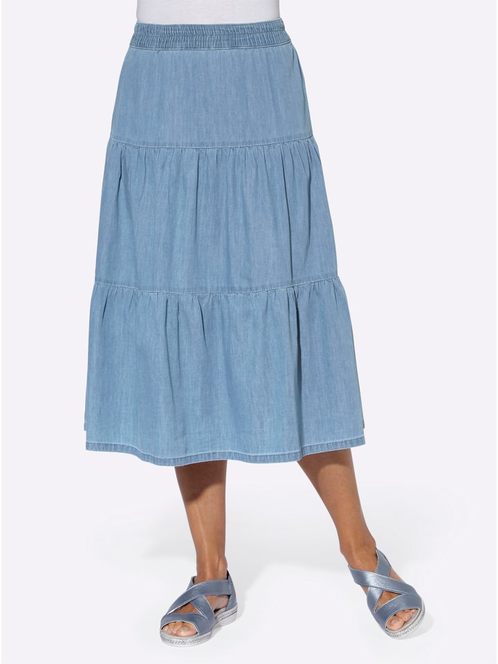 Jeans-Rock in blue-bleached