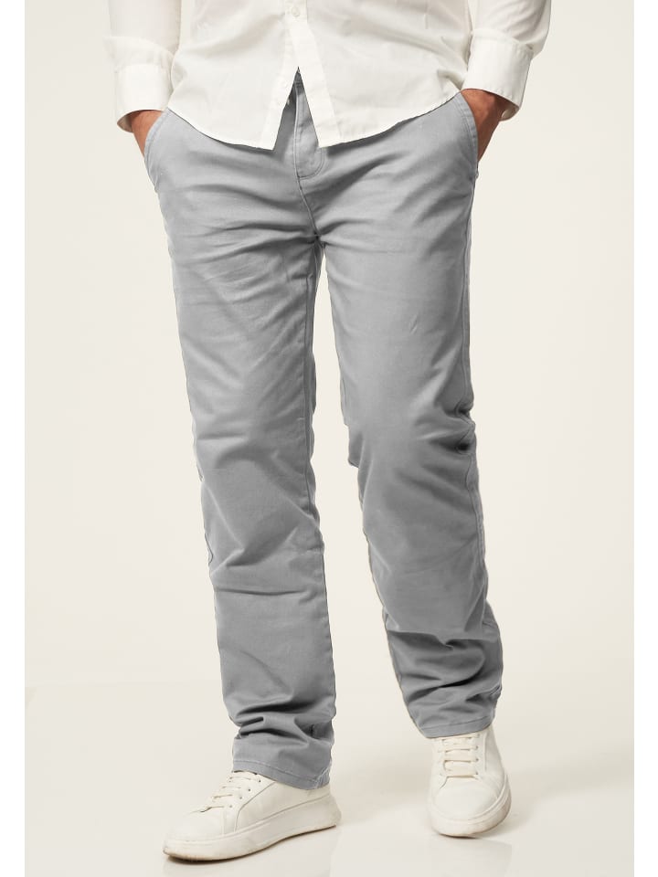 Chinohose - DCDAVIE Chino Hose Jeans Stoffhose Straight-Fit in Hellgrau