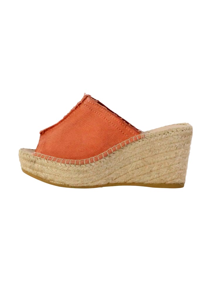 Sandale mit Keilabsatz zum Hineinschlüpfen Orange