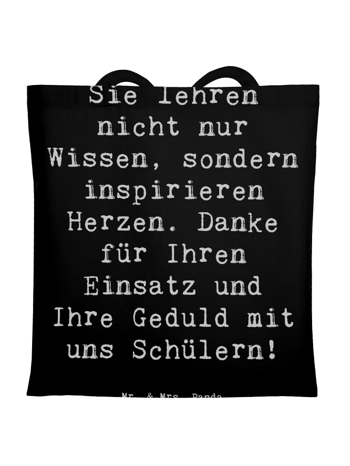 Tote Bag Spruch Danke Lehrer mit Spruch in Schwarz