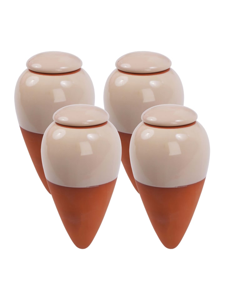4 x Tonkegel in Terrakotta/ Beige - 350 ml