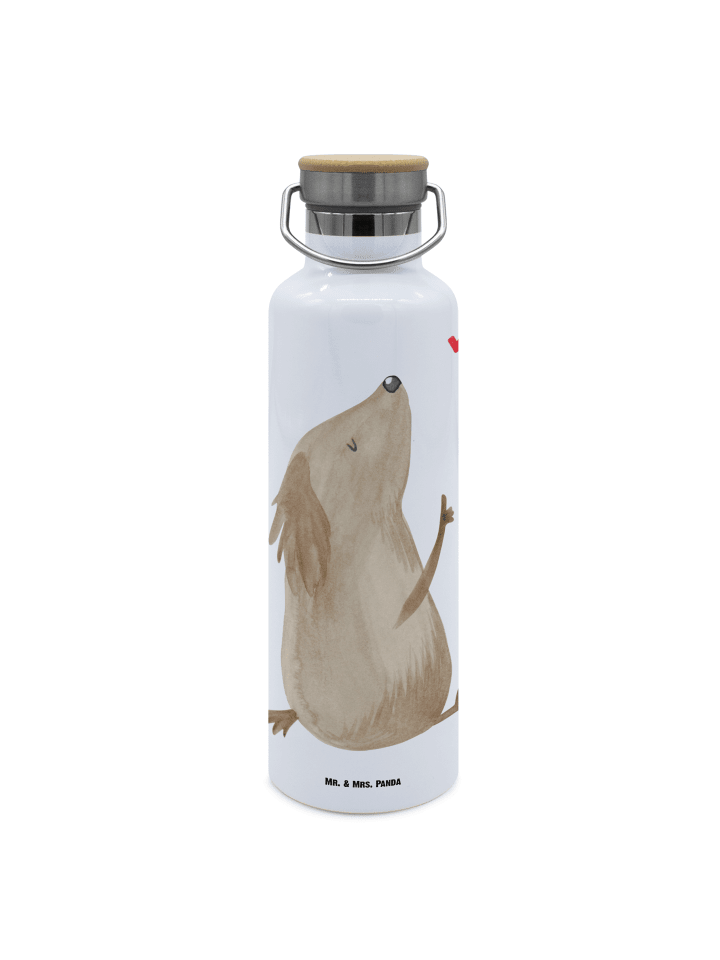 Trinkflasche Edelstahl Hund Liebe ohne Spruch in Weiß