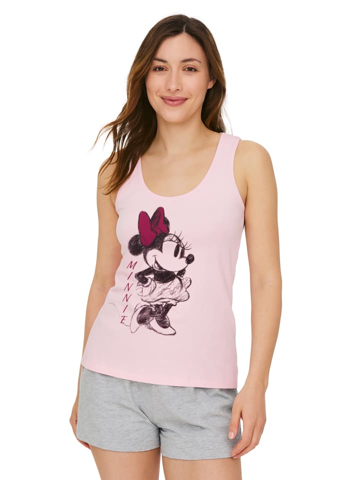 Disney Minnie Mouse Schlafanzug  ohne Ärmel in grau/rosa