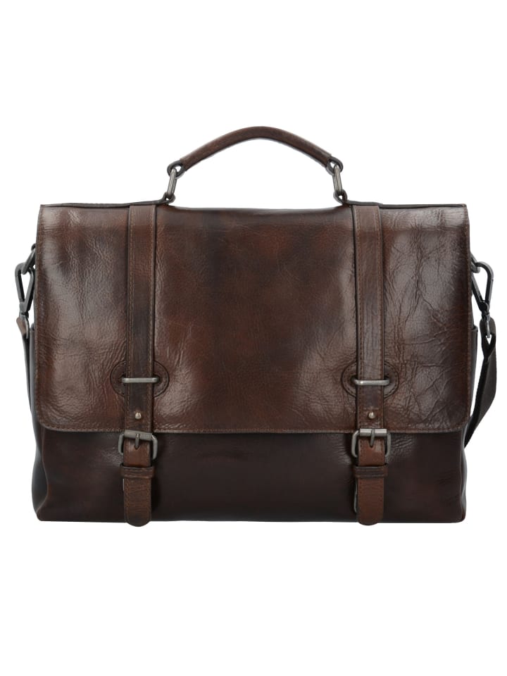 Roma Aktentasche Leder 39 cm Laptopfach braun