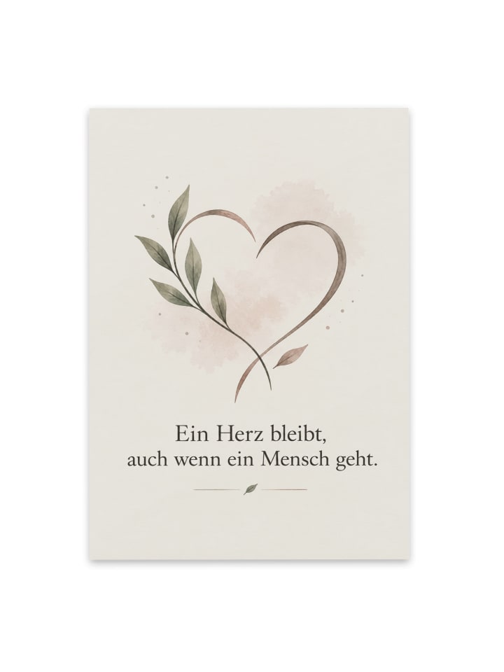 Trauerspruchkarte Herz würdig Design mit Spruch in Weiß