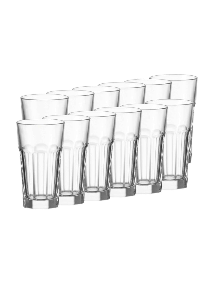 12er Set Longdrinkgläser Rock in Transparent 340 ml