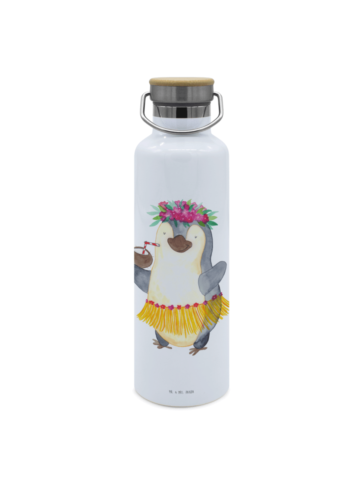 Trinkflasche Pinguin Kokosnuss ohne Spruch in Weiß