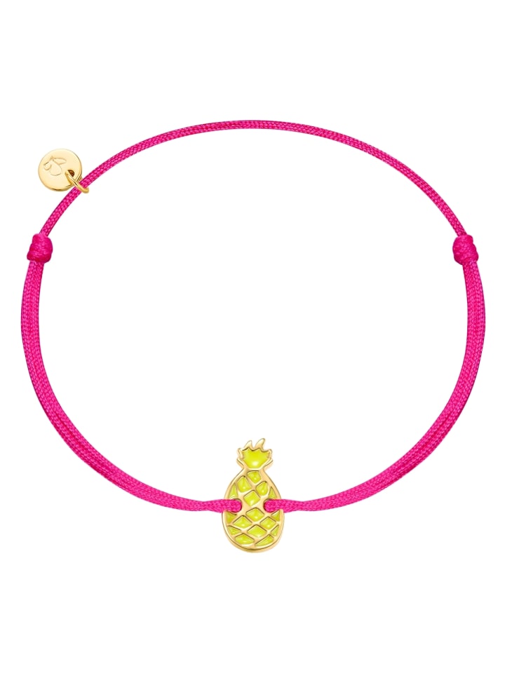 Armband Ananas aus Textil und Sterling Silber in gelbgold