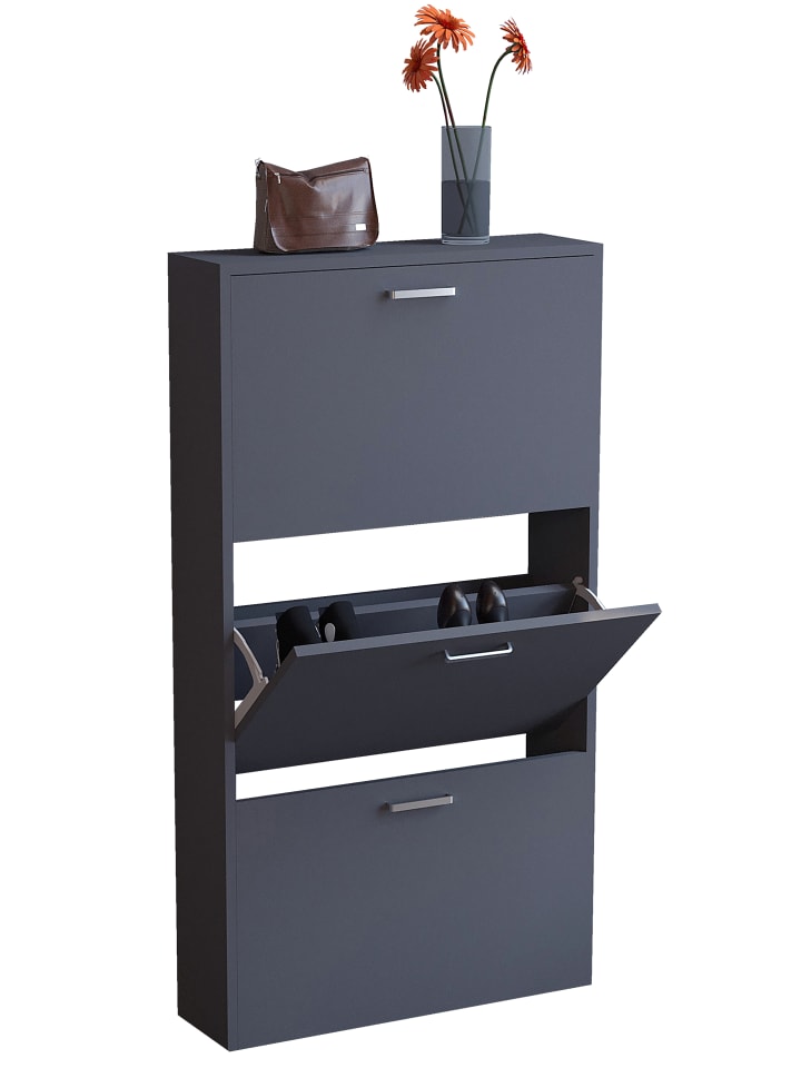 Holz Regal Schuhschrank Schuhkipper Sulos M in Anthrazit