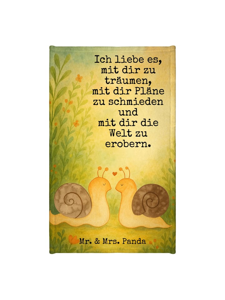 Handtuch Schnecken Liebe Design mit Spruch in Weiß