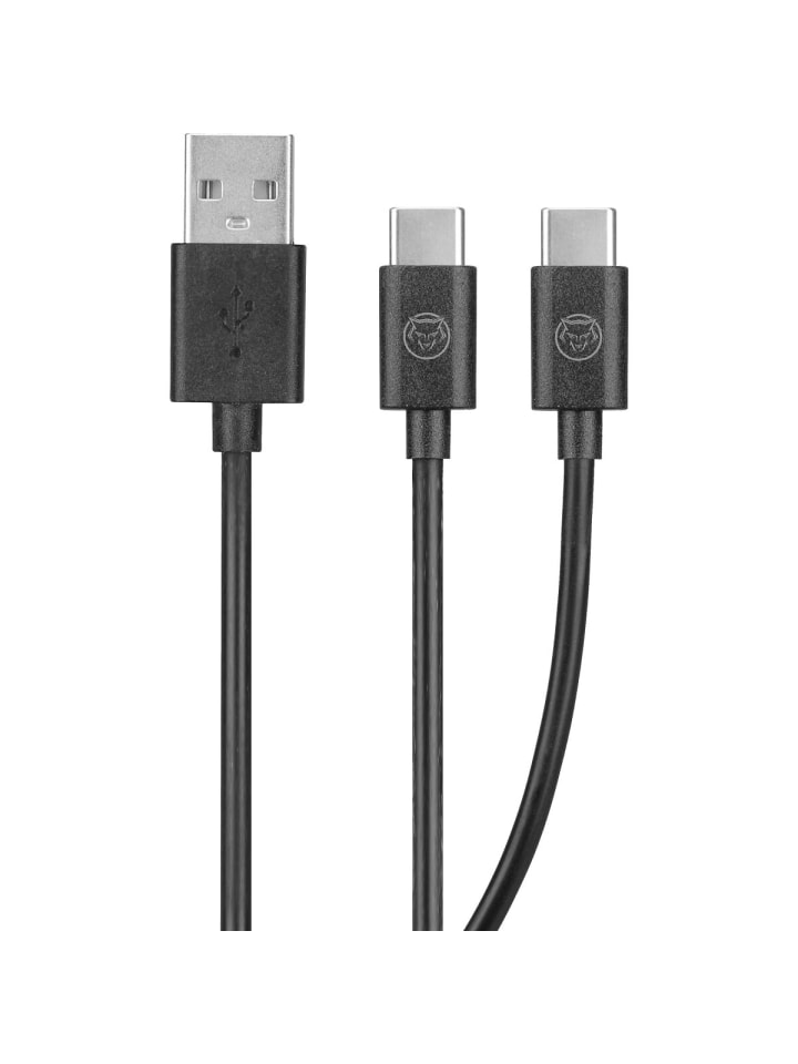 Qware Y-Kabel 3,5 m kompatibel mit PlayStation 5 – Langes Kabel in Schwarz