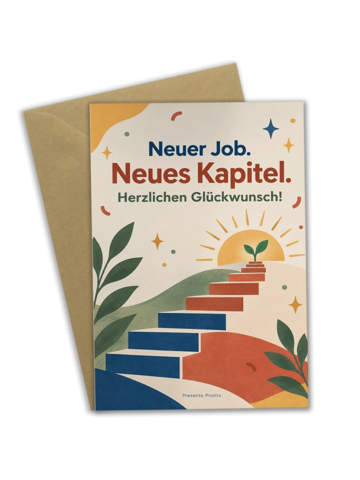 Glückwunschkarte Aufstieg optimistisch Design m... in Weiß