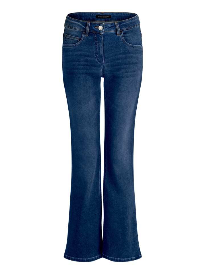 Flared Cut-Jeans mit aufgesetzten Taschen in Blau