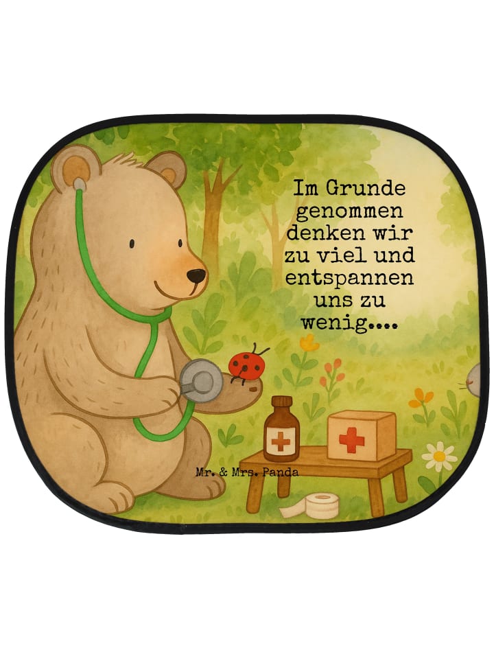 Sonnenschutz Auto Bär Arzt Design mit Spruch in Weiß