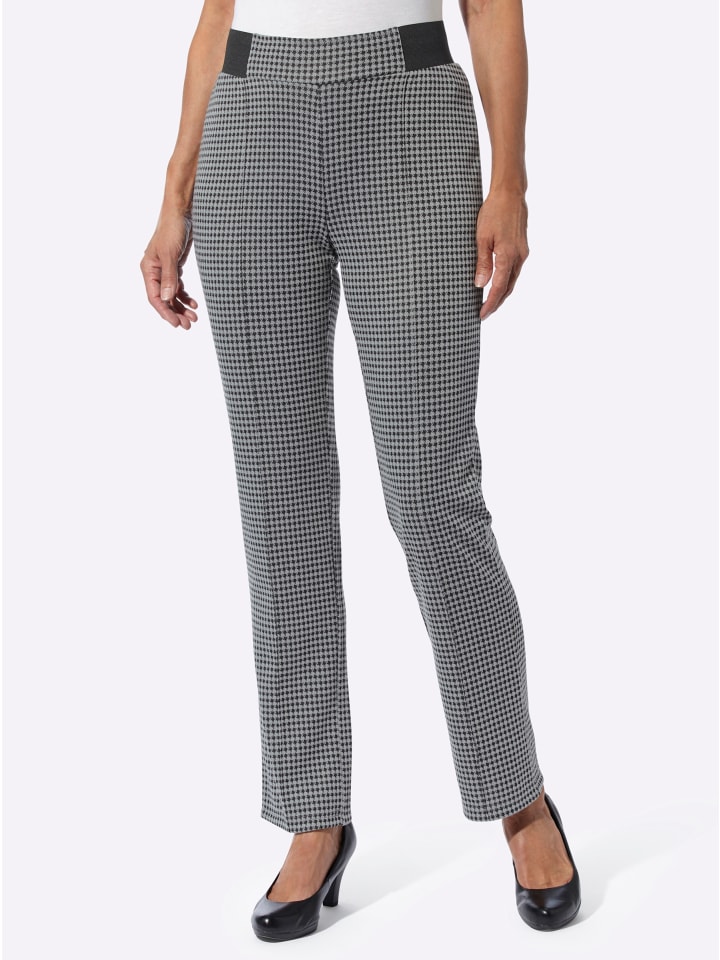 Jersey-Hose in schwarz-steingrau Pepita