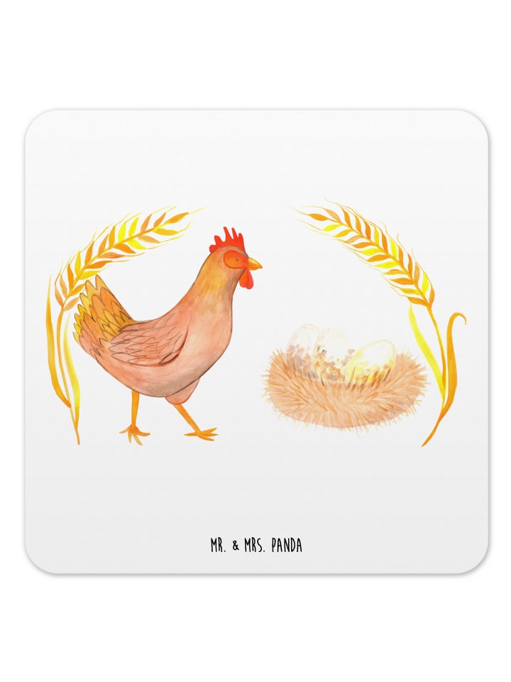 Untersetzer Huhn Stolz ohne Spruch in Weiß