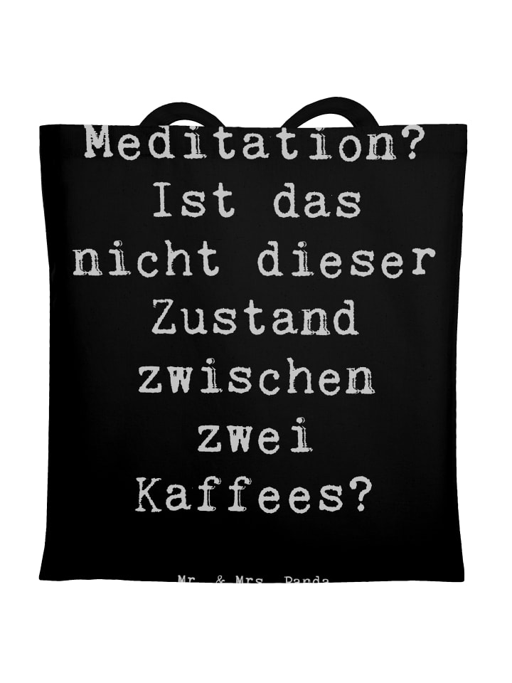 Schultertasche Spruch Innere Ruhe Kaffee mit Sp... in Schwarz