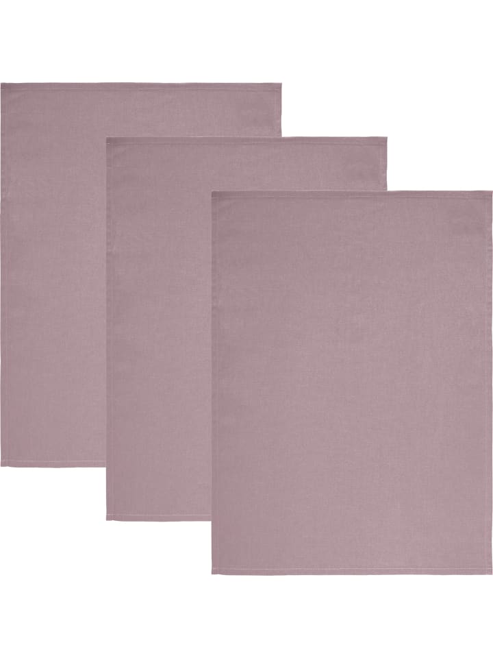 Baumwolle, Gewebt Geschirrtuch 3er-Pack Tulsa in mauve
