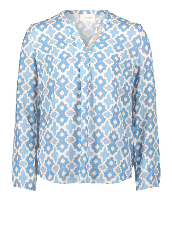 Blusenshirt mit Muster in Weiß/Blau