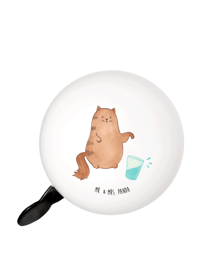 Fahrradklingel Katze Wasserglas ohne Spruch in Weiß