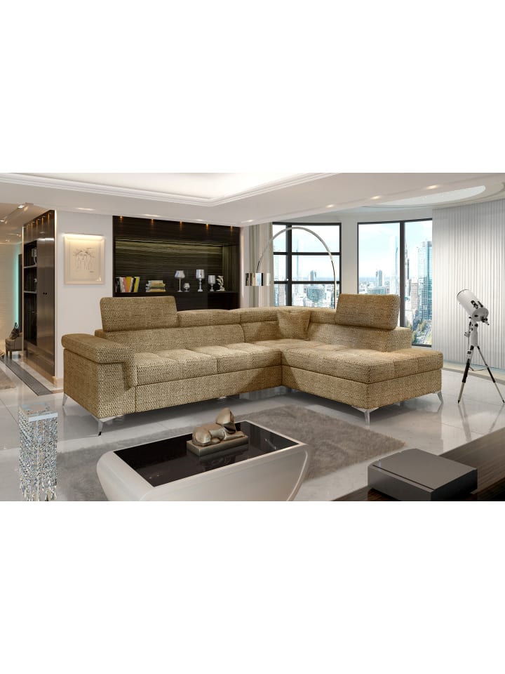 Eduardo Recamiere Rechts in Beige - (L) 202 x (B) 275 x (H) 88 cm