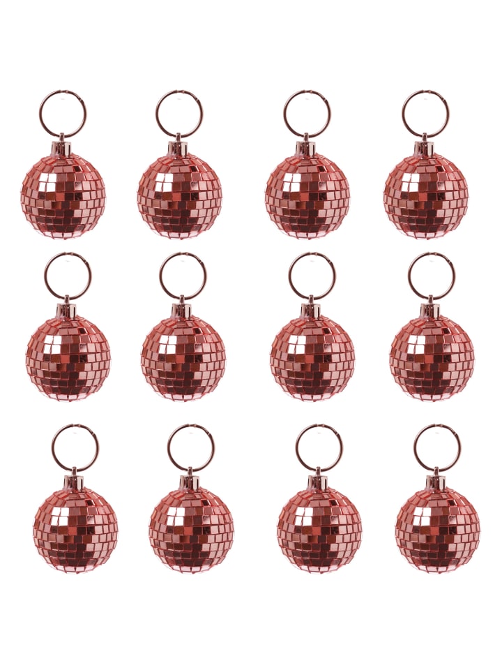 12x Weihnachtsbaumschmuck Discokugel Spiegelkugel D: 5cm in kupfer