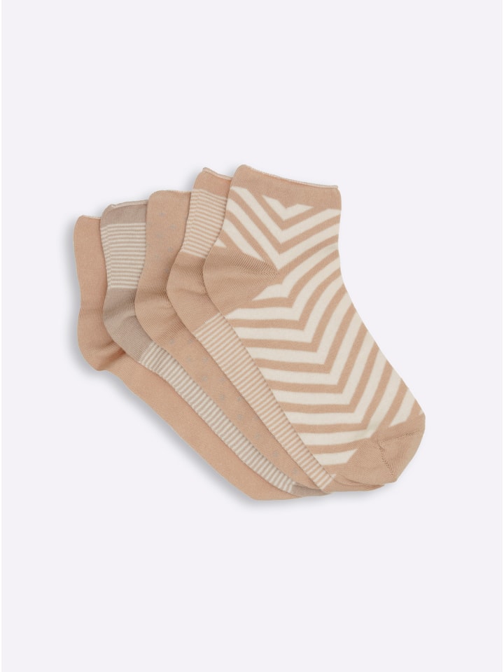 Damen-Sneakersocken in camel-gemustert