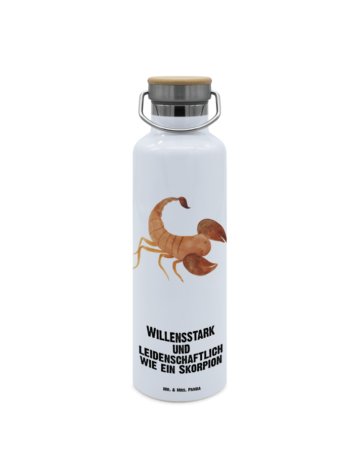 Trinkflasche Sternzeichen Skorpion mit Spruch in Weiß
