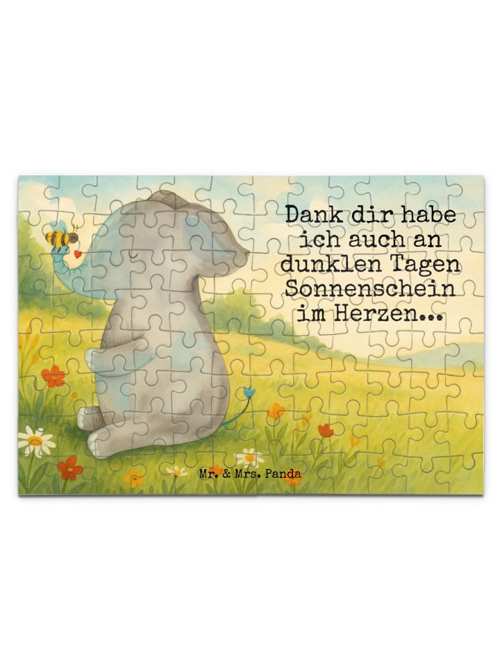 Puzzle Elefant Biene Design mit Spruch in Weiß