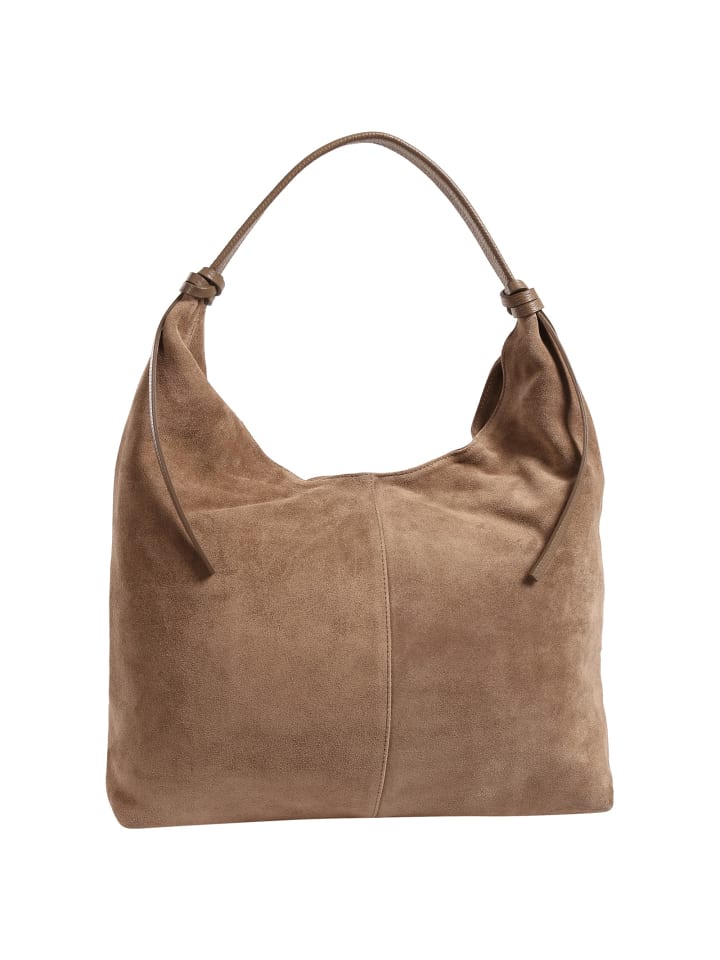Toscanto Schultertasche Leder dunkelbeige, taupe ca. 43cm