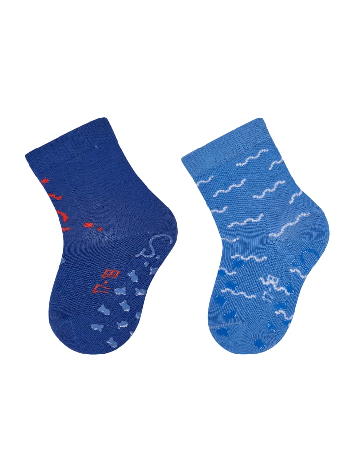 ABS Krabbelsocken 2er-Pack Krake in bläulich