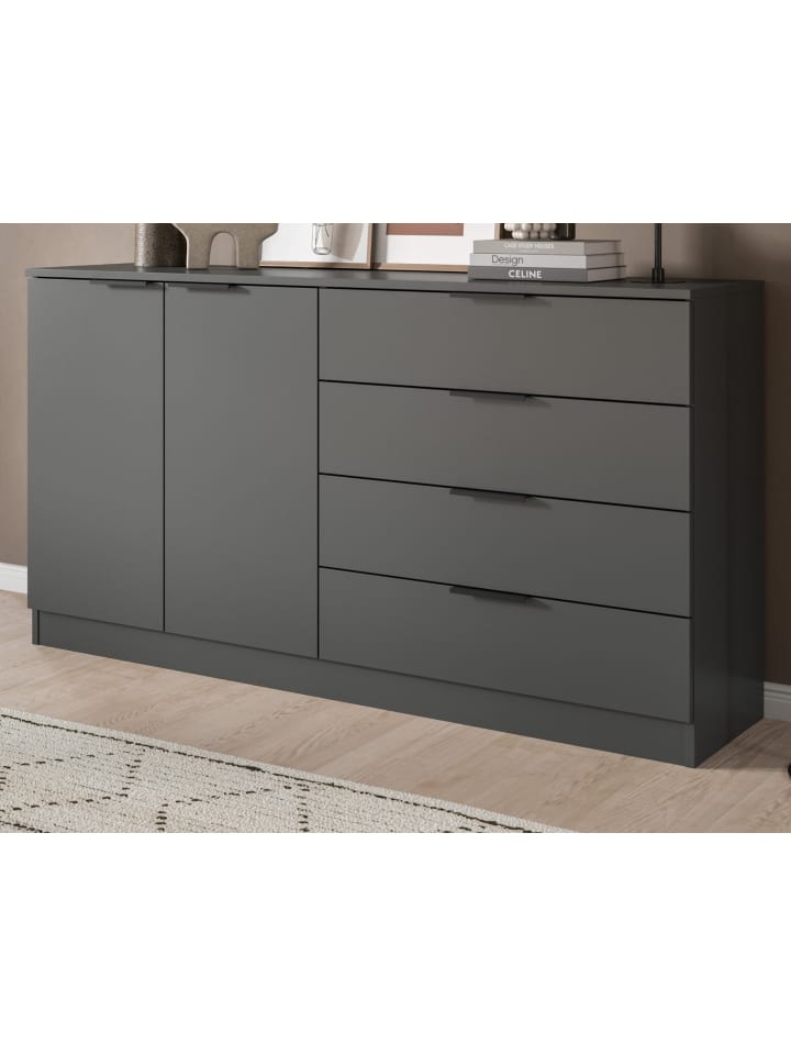 Sideboard grau 148 x 80 cm, Kommode mit viel Stauraum